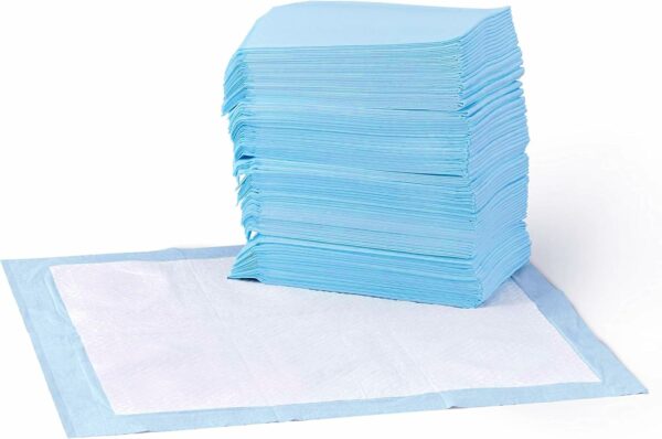 Basics Dog and Puppy Training Pads, Leakproof, 5-Layer Design with Quick-Dry Surface, Regular, Pack of 50, Blue