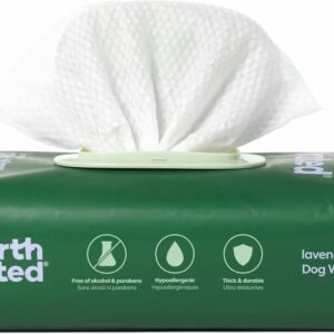 Earth Rated Hypoallergenic Dog Wipes, Cleaning Lavender Scent 100 Count