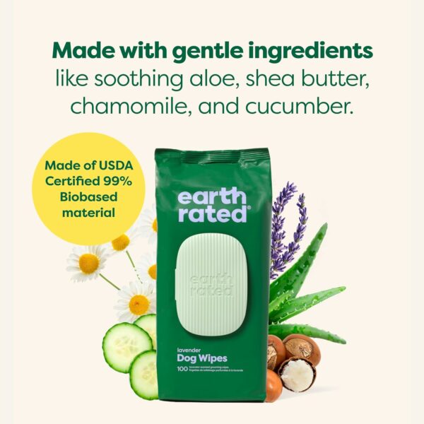Earth Rated Hypoallergenic Dog Wipes, Cleaning Lavender Scent 100 Count - Image 4