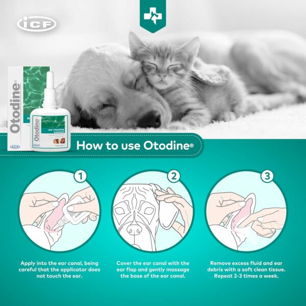 ICF Otodine | Cat & Dog Ear Cleaner Solution 100ml - Image 3