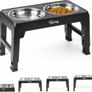 Toozey Raised Dog Bowl Height-Adjustable, Elevated Dog bowls with 2x 1200ml Stainless Steel Bowls, for Small Medium & Large Dogs