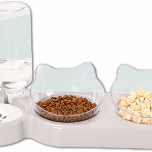 3-In-1 Cat, Dog Food And Water Bowl Set For Small Medium Cats and Dogs